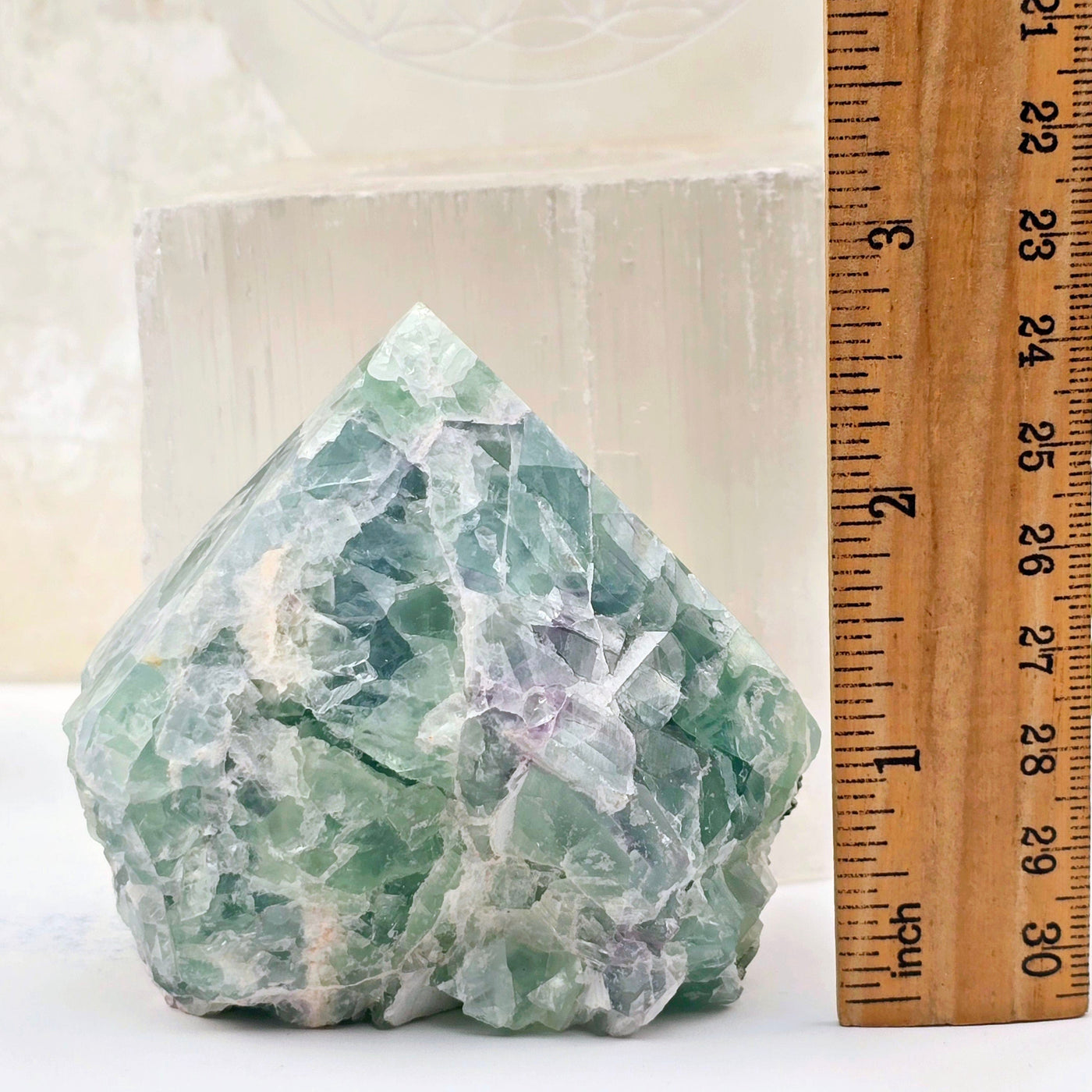 Fluorite Semi Polished Point - One-of-a-Kind with ruler for size reference