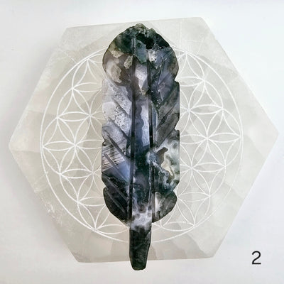 Moss Agate Feather - You Choose variant 2 labeled