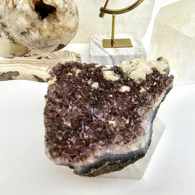 Amethyst Cluster with Calcite 1 side view