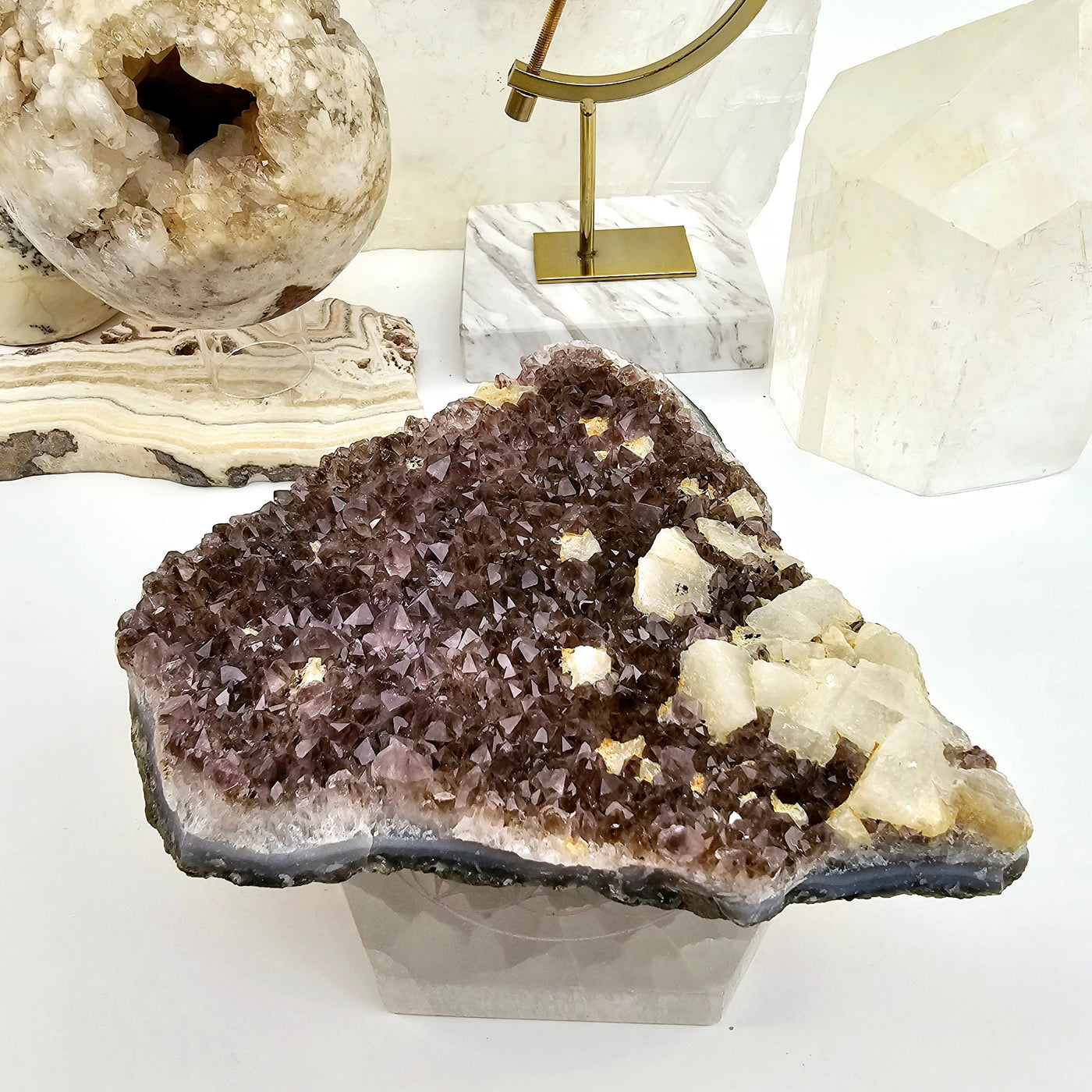 Amethyst Cluster with Calcite 1 back view