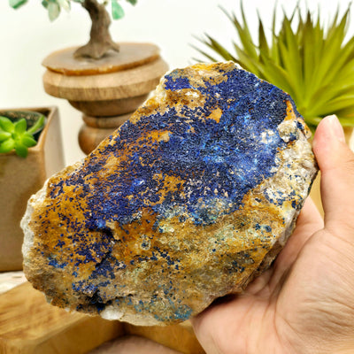 Azurite with Malachite on Matrix - One-of-a-Kind in hand for size reference