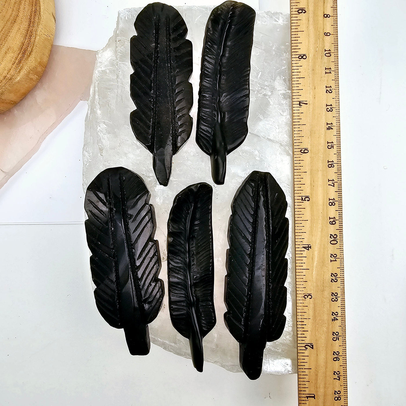 Gold Sheen Obsidian Feather - You Choose all feathers with ruler for size reference