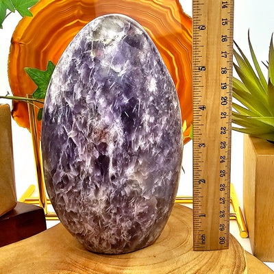 Lepidolite Cut Base #1 with ruler for size reference