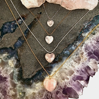 Rose Quartz Crystal Hearts - By Size suggested use as jewelry with chains