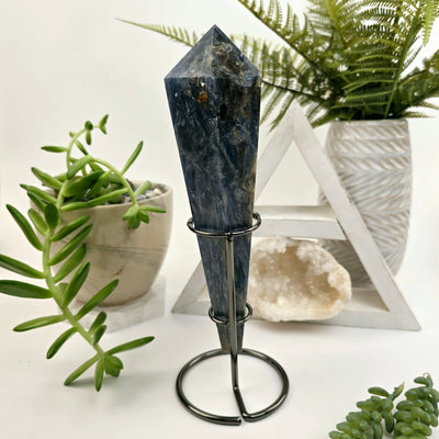 Blue Kyanite Crystal Wand on Stand #1 back view