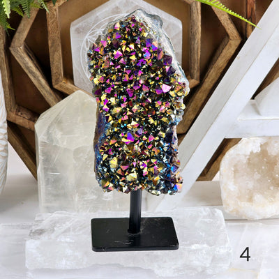 Titanium Coated Amethyst Cluster on Stand - You Choose variant 4 labeled