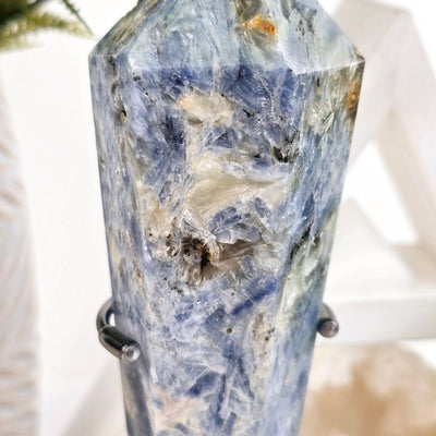 Blue Kyanite Crystal Wand on Stand #2 closeup for detail