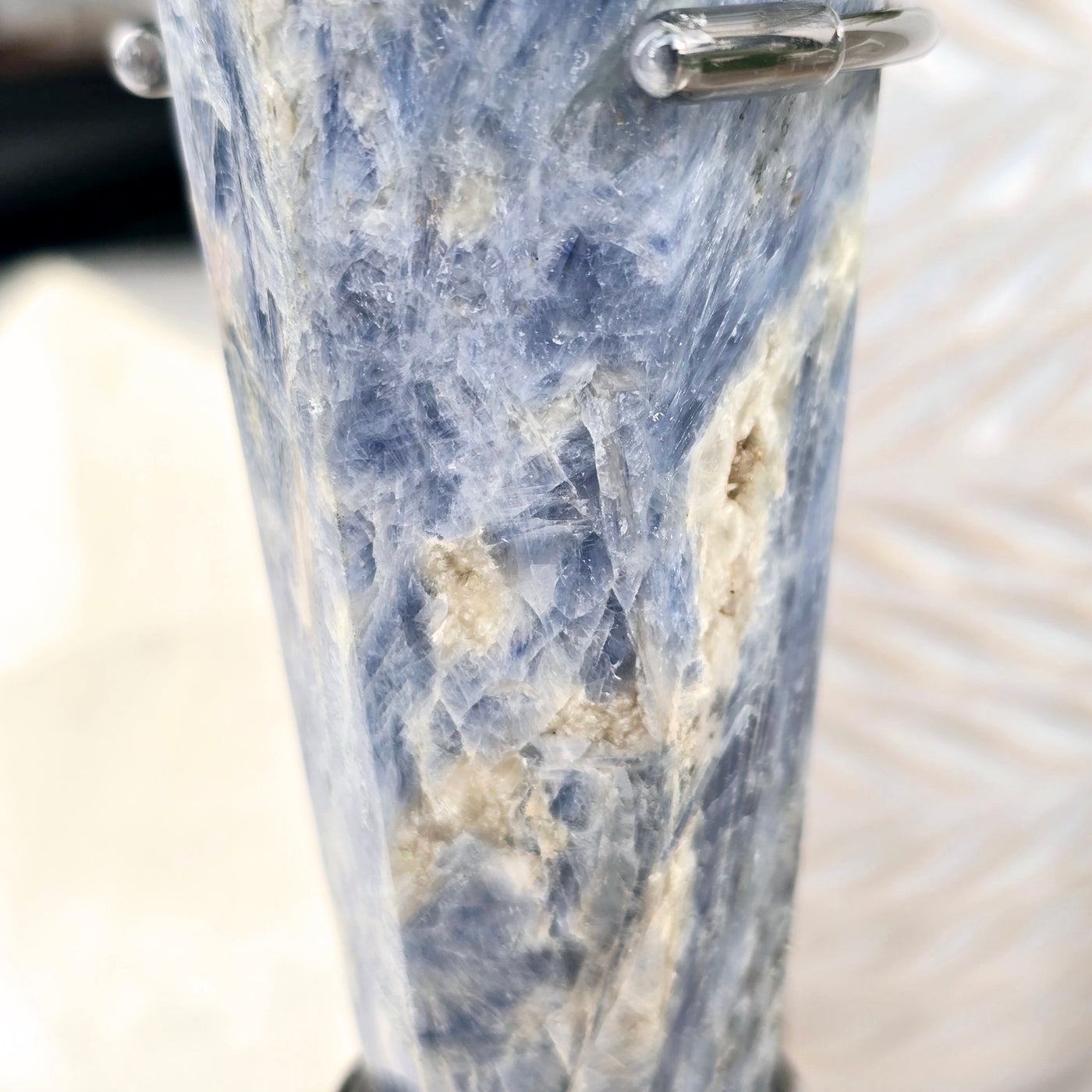 Blue Kyanite Crystal Wand on Stand #2 closeup for detail