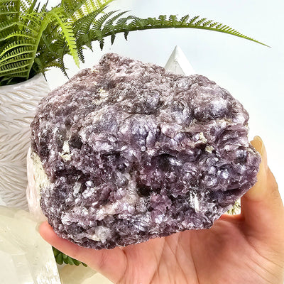 Botryoidal Lepidolite Crystal #3 in hand for size reference