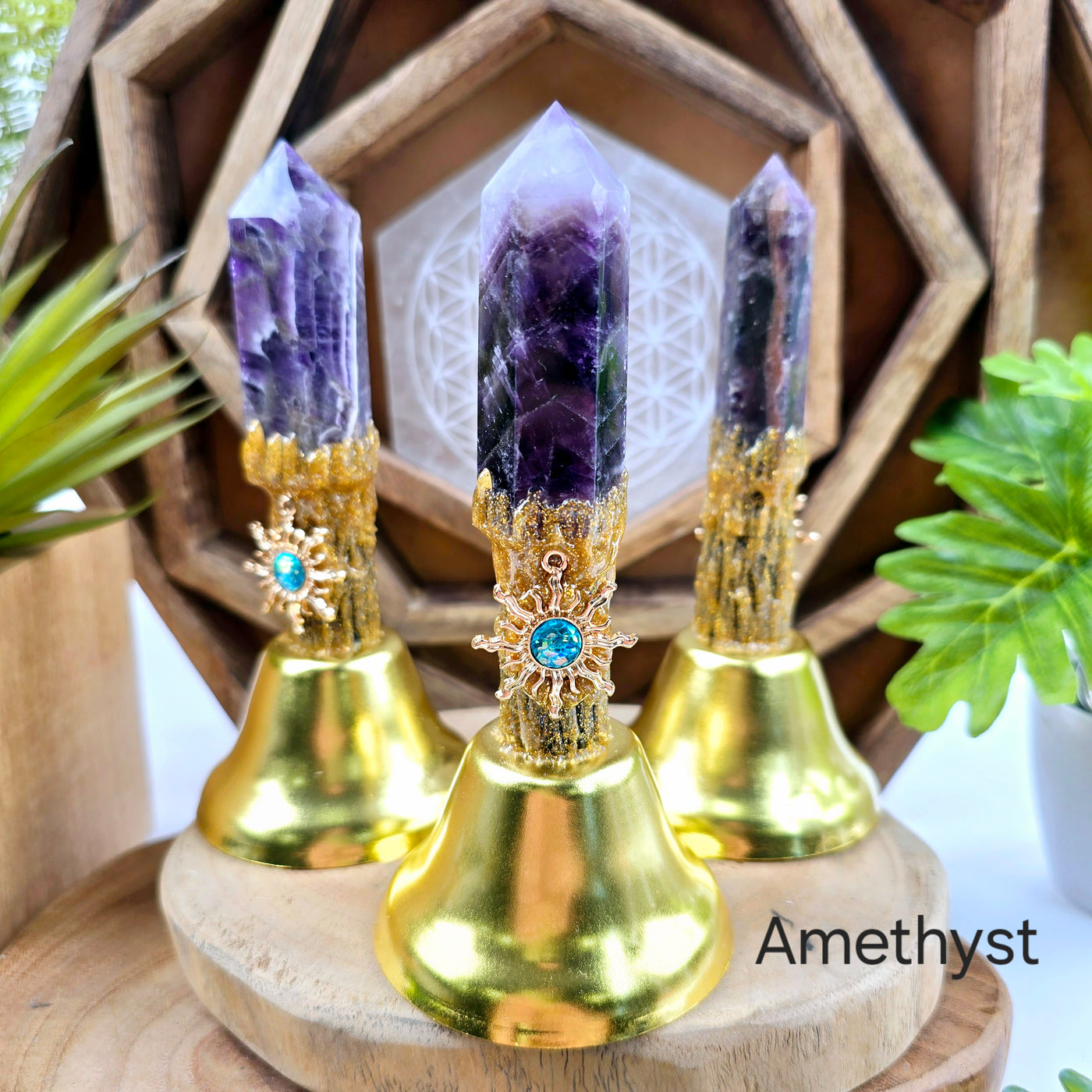 Crystal Point Bell with Sun Charm - You Choose Crystal