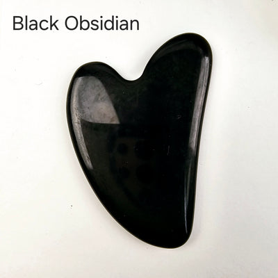 Stone Gua Sha Face Massage Tool - Black Obsidian gua sha labeled