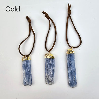 Blue Kyanite Crystal Ornament with Silver or Gold Cap - You Choose Finish - Gold variants labeled