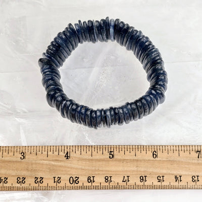 Blue Kyanite Crystal Bracelet #2 with ruler for size reference