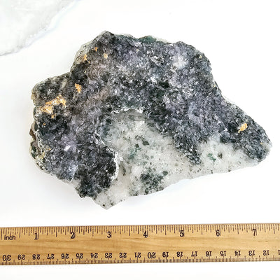 Chlorite Crystal Quartz Cluster #3 with ruler for size reference top view