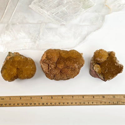 Yellow Calcite Crystal Cluster - You Choose all variants with ruler for size reference