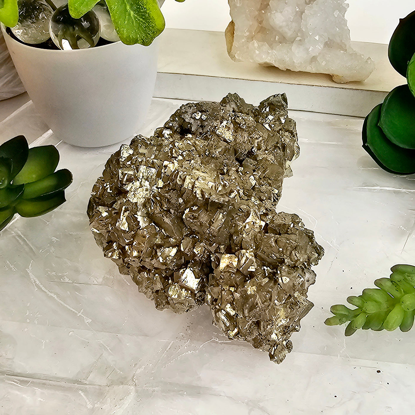 Pyrite with Barite Crystal Specimen #1 side view