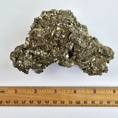 Pyrite with Barite Crystal Specimen #1 with ruler for size reference top view