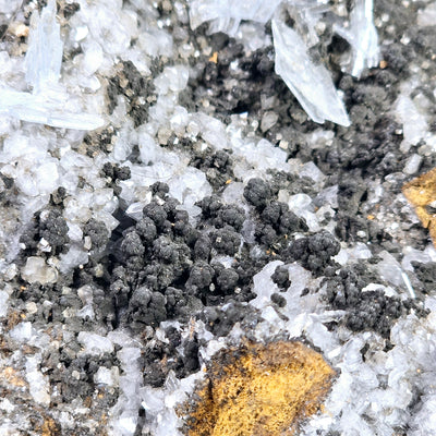 Blue Barite and Galena Crystals on Matrix - One-of-a-Kind closeup for detail