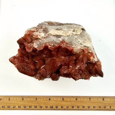 Red Hematite Quartz - Natural Crystal Cluster #1 with ruler for size reference