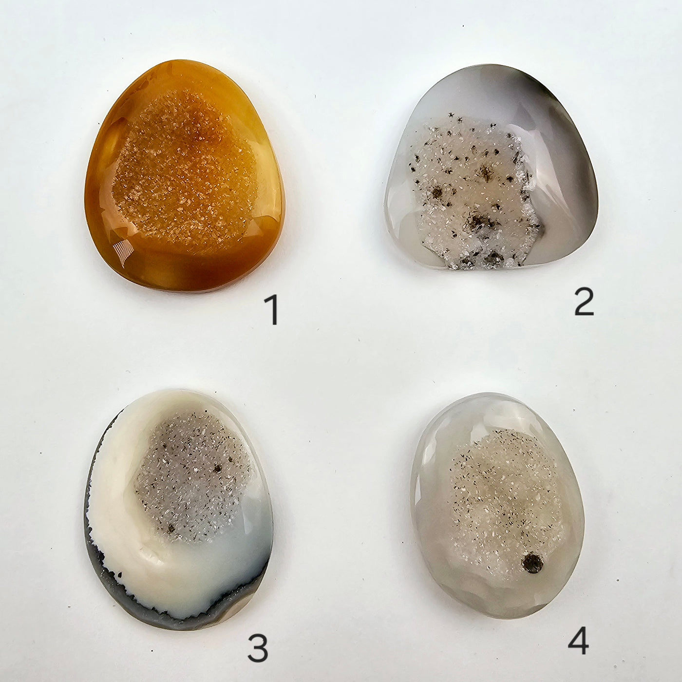 Natural Agate Druzy Cabochon - High Quality - You Choose variants 1, 2, 3, 4 labeled