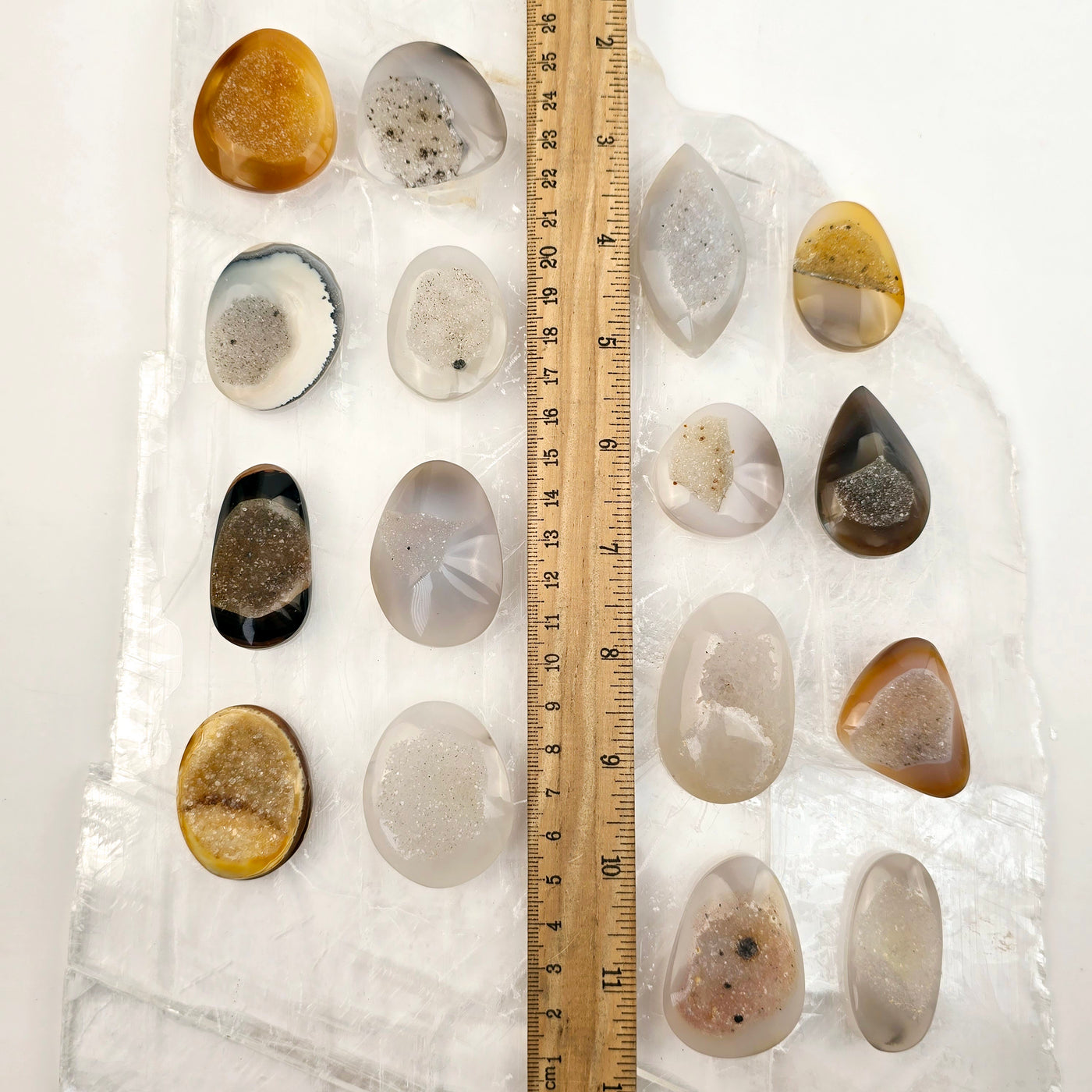 Natural Agate Druzy Cabochon - High Quality - You Choose all variants with ruler for size reference