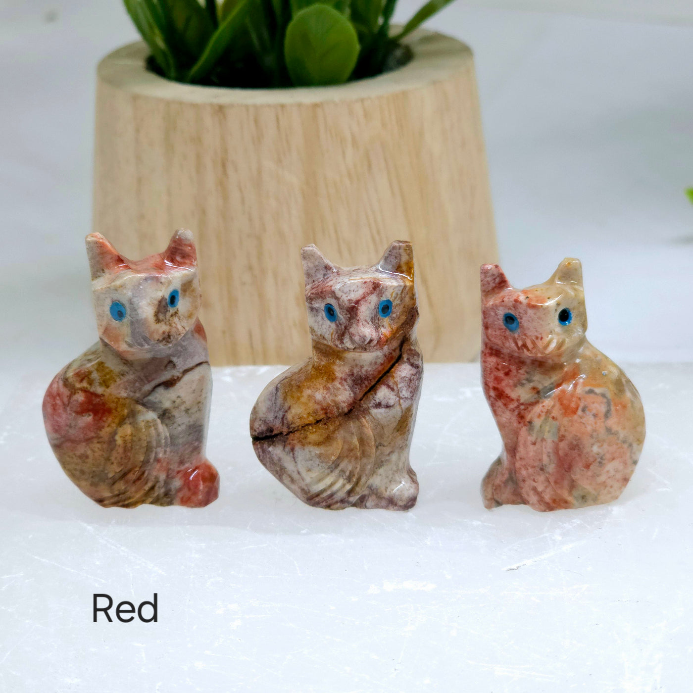 Soapstone Cat Carving from Peru - You Choose Color red variant labeled