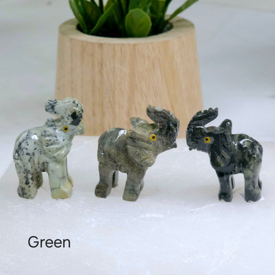 Soapstone Elephant Carving from Peru - You Choose Color green variant labeled