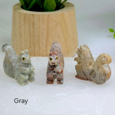 Soapstone Squirrel Carving from Peru - You Choose Color gray variant labeled