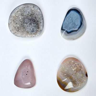 Natural Agate Druzy Cabochons - Lot of 16 - You Get All - four agate cabochons