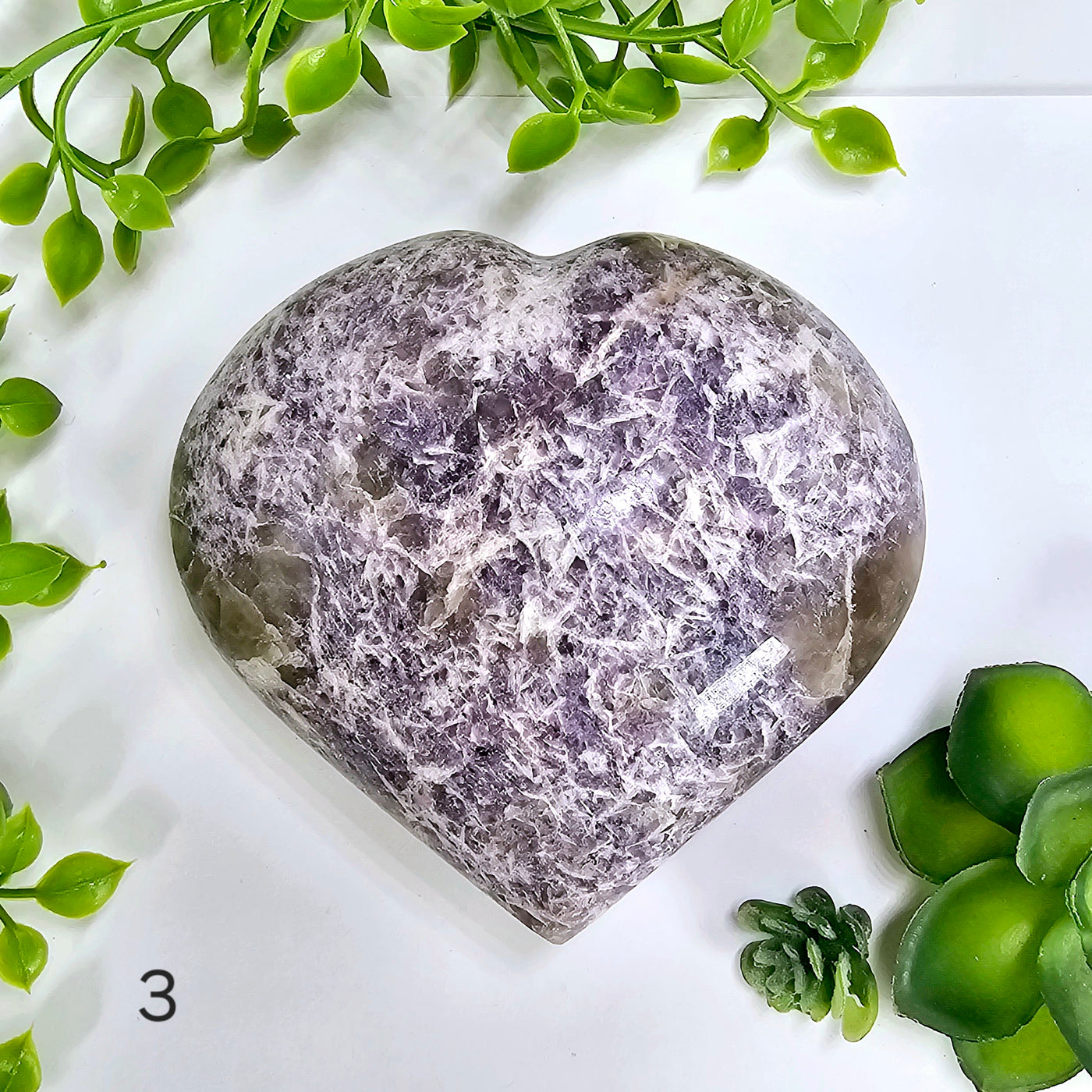 Lepidolite Polished Crystal Heart - You Choose variant 3 labeled