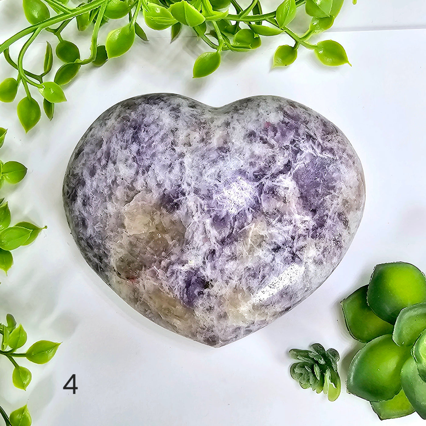 Lepidolite Polished Crystal Heart - You Choose variant 4 labeled