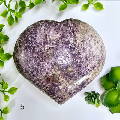 Lepidolite Polished Crystal Heart - You Choose variant 5 labeled