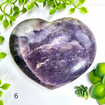 Lepidolite Polished Crystal Heart - You Choose variant 6 labeled