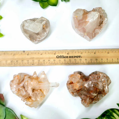 Tangerine Quartz Polished Crystal Heart - You Choose all variants with ruler for size reference