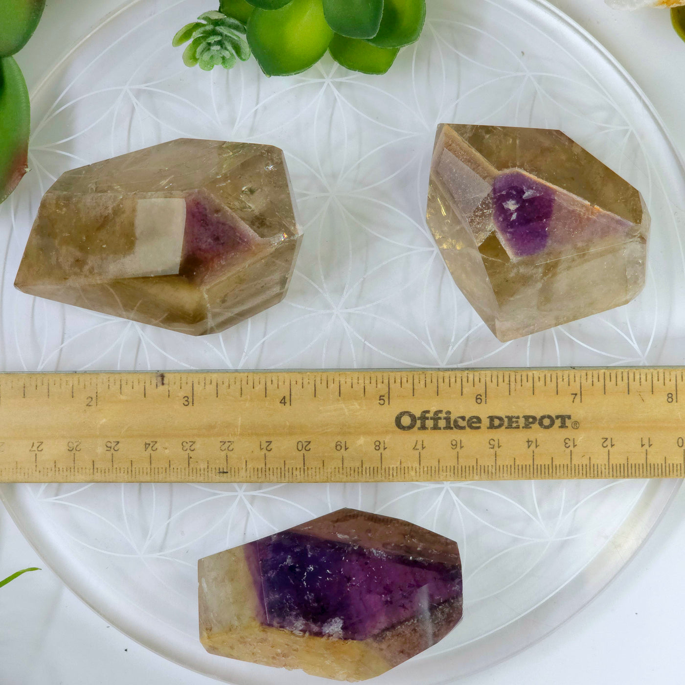 Ametrine Polished Freeform Crystal - Smokey Citrine With Amethyst - You Choose all variants with ruler for size reference