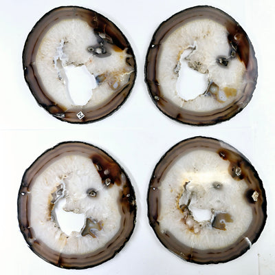 Agate Slice Set - Set of Eight A Grade Agate Crystals four agate slices top view