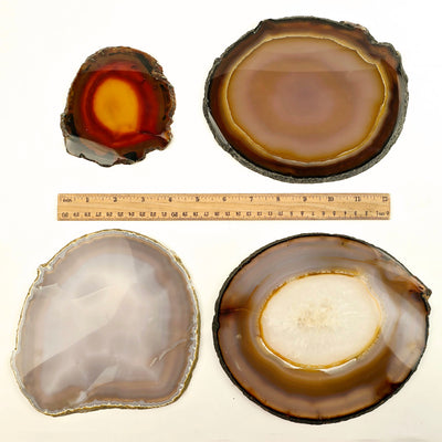 Iris Agate Crystal Slice - You Choose all variants with ruler for size reference