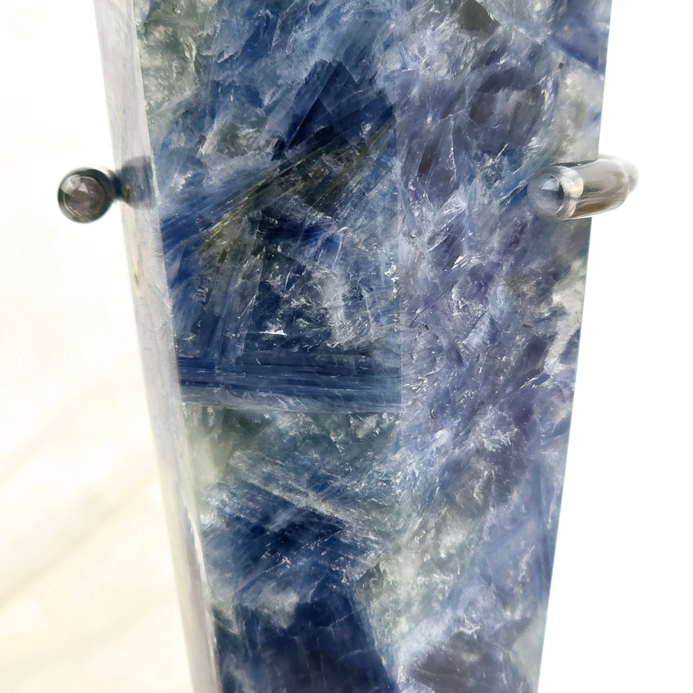 Blue Kyanite Crystal Wand on Stand #4 closeup for detail