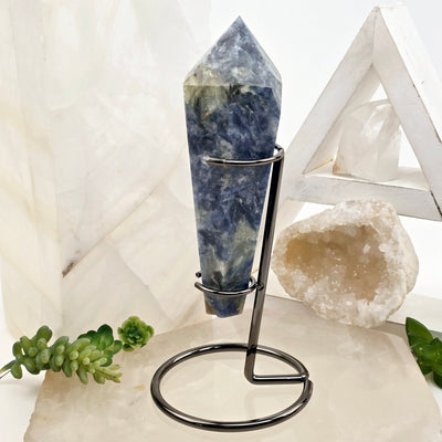 Blue Kyanite Crystal Wand on Stand #4 side view