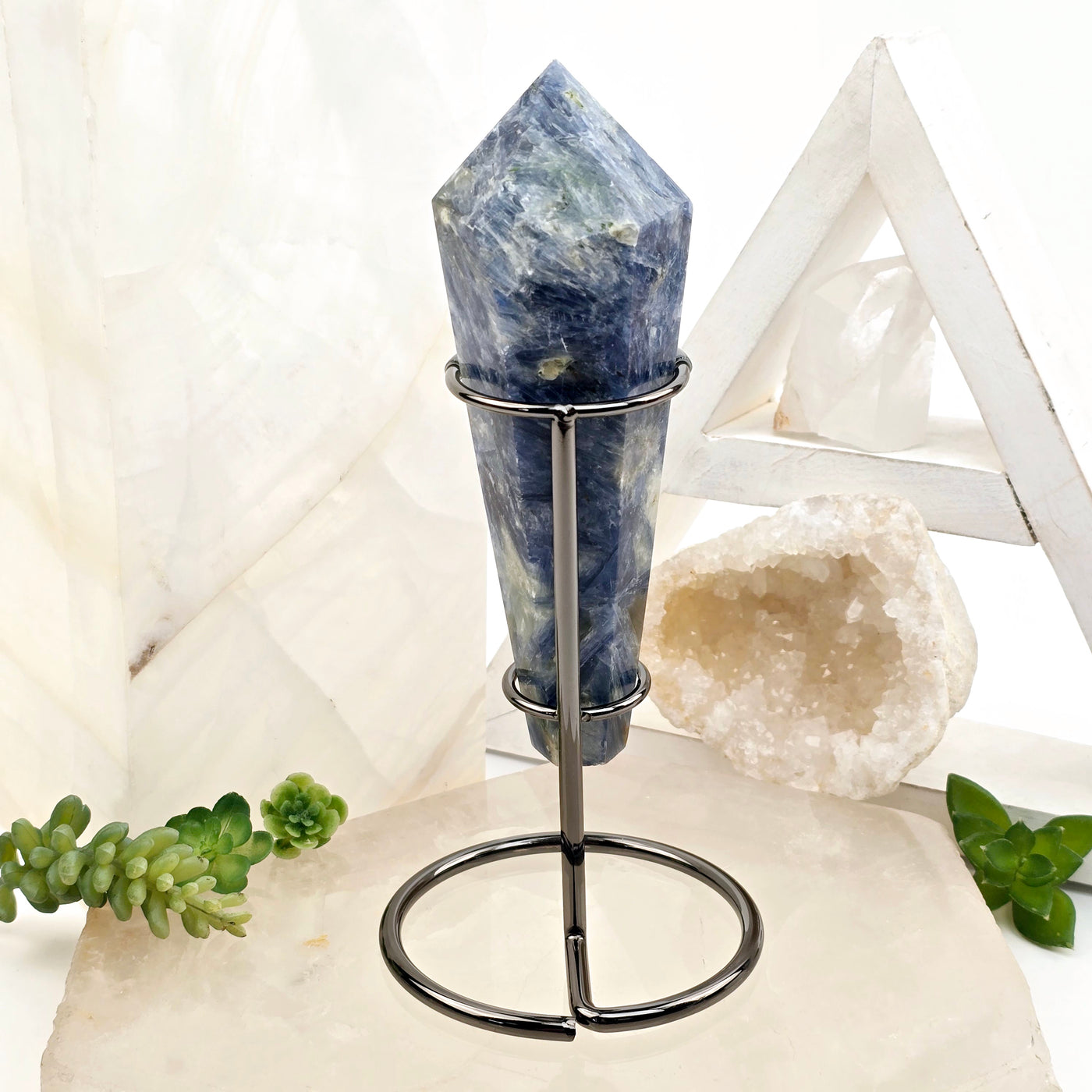 Blue Kyanite Crystal Wand on Stand #4 back view