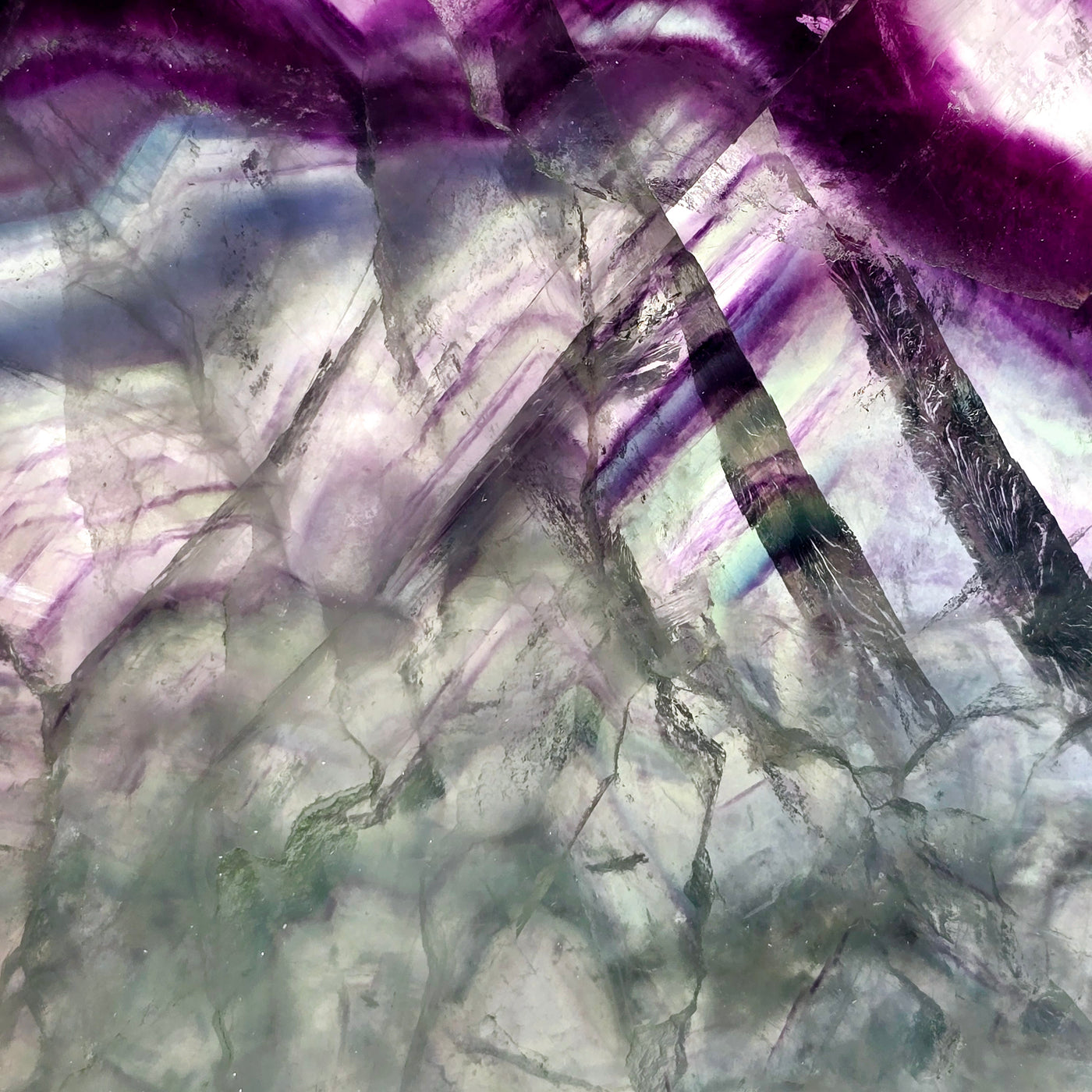 Rainbow Fluorite Crystal Slab - One-of-a-Kind #2 closeup for detail