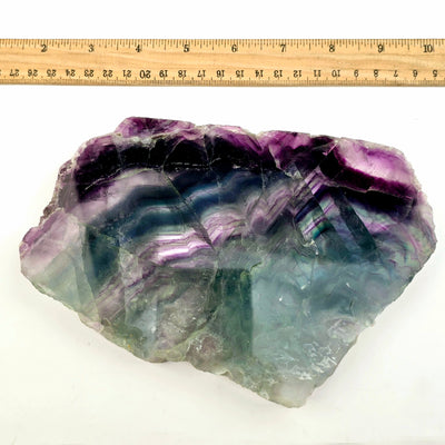 Rainbow Fluorite Crystal Slab - One-of-a-Kind #2 with ruler for size reference