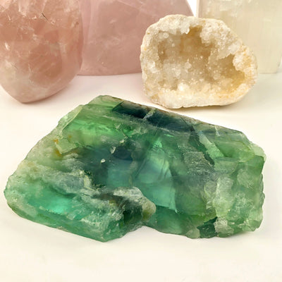 Green Fluorite Crystal Slab - One-of-a-Kind side view