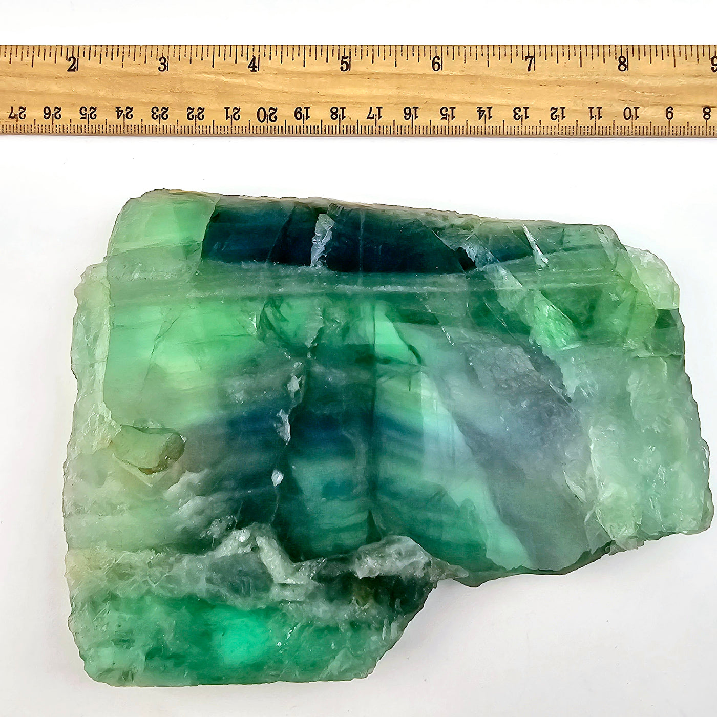 Green Fluorite Crystal Slab - One-of-a-Kind with ruler for size reference