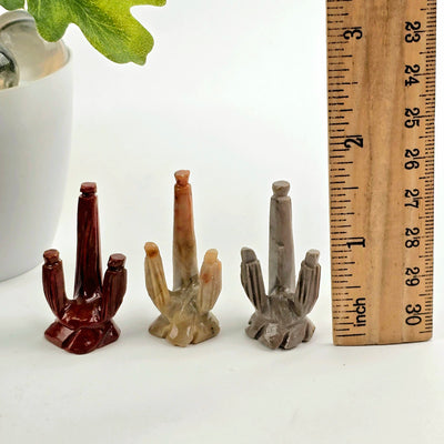 Soapstone Cactus Carving from Peru - You Choose Color all variants with ruler for size reference