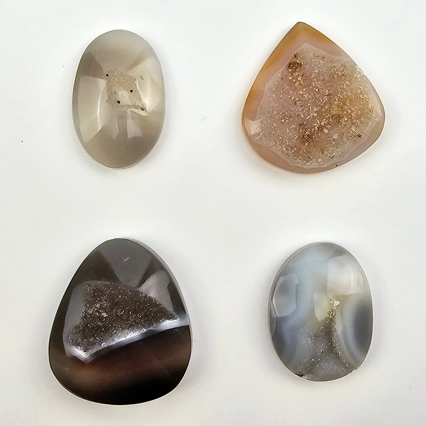 Natural Agate Druzy Cabochons 4 top view