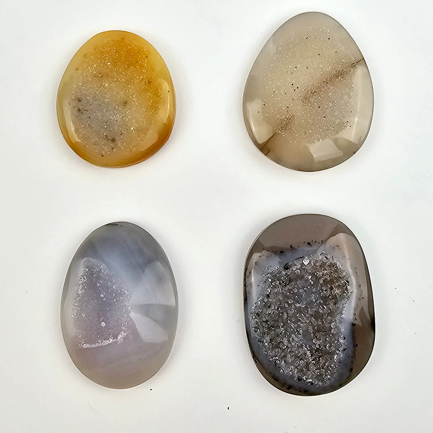 Natural Agate Druzy Cabochons 4 top view