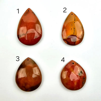 Carnelian Teardrop Crystal Pendant - You Choose variants 1, 2, 3, and 4 labeled