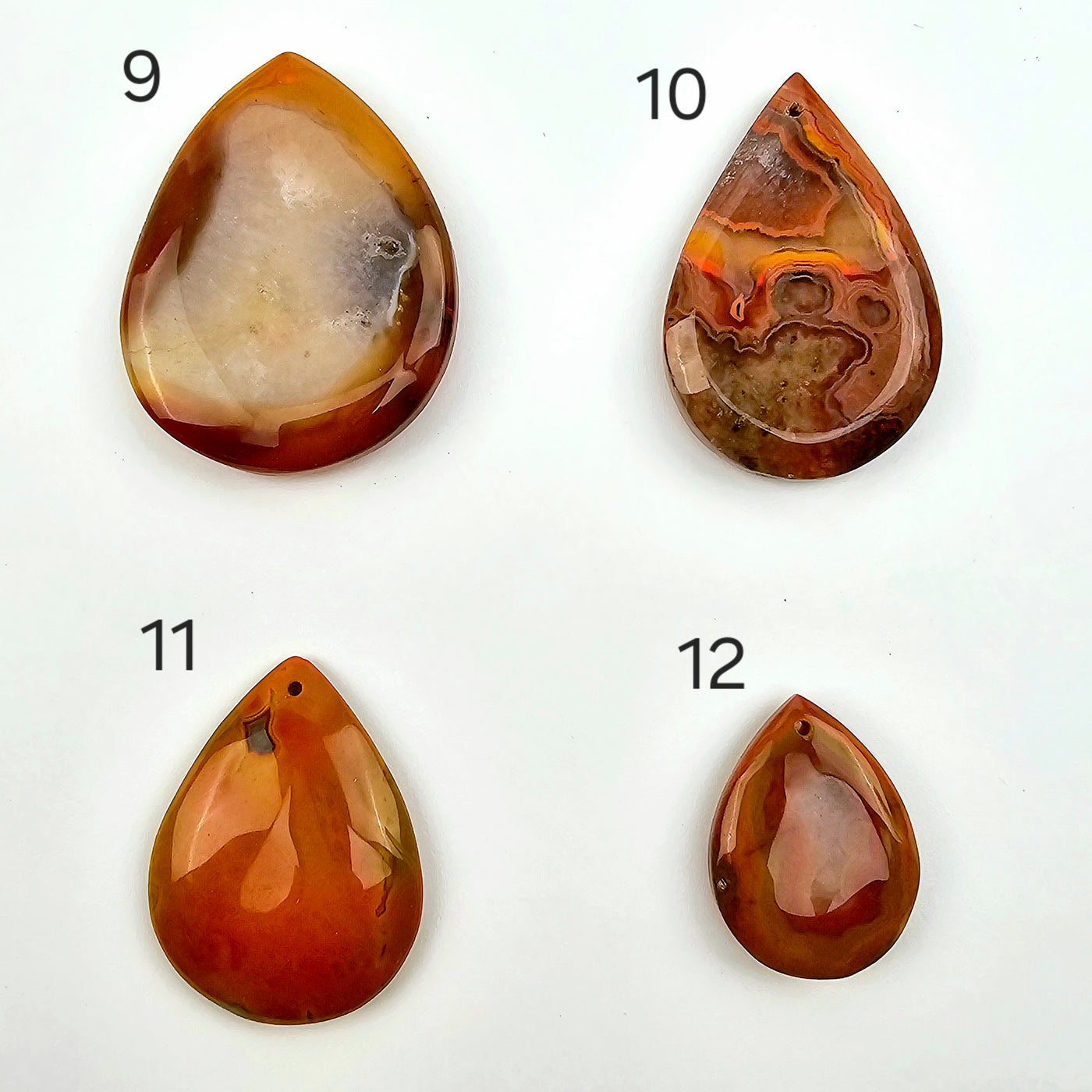 Carnelian Teardrop Crystal Pendant - You Choose variants 9, 10, 11 and 12 labeled