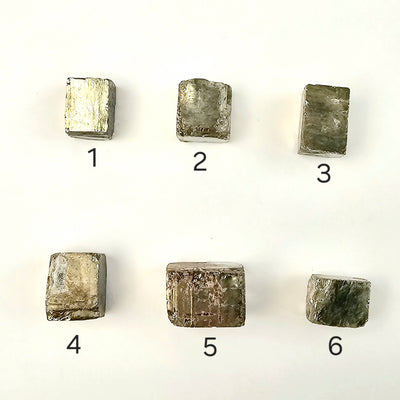 Pyrite Crystal Cube - You Choose #2 variants 1, 2, 3, 4, 5, and 6 labeled